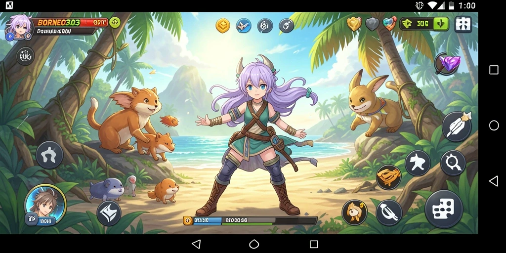 Screenshot gameplay BORNEO303 dengan karakter anime yang dinamis.