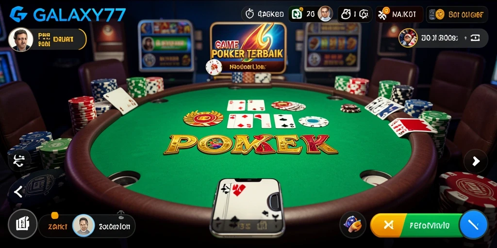 Tampilan menarik dari gameplay Poker di GALAXY77.
