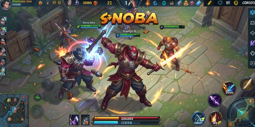 Screenshot gameplay <strong>IDR89</strong> dengan pertarungan seru antara para karakter MOBA.