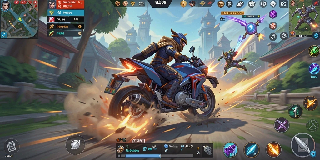 Gameplay seru dalam MLBB8, balapan motor yang mendebarkan.