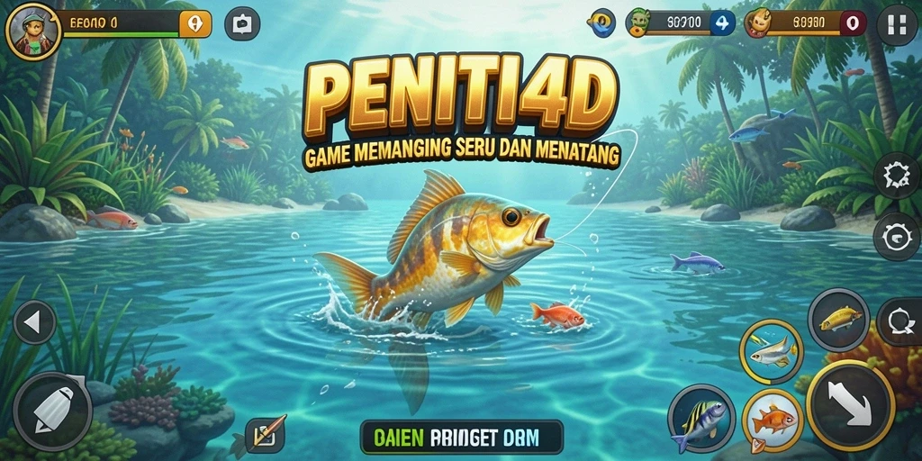 Tampilan screenshot utama PENITI4D menampilkan asyiknya gameplay memancing.