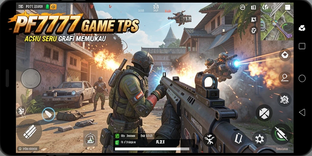 Tampilan gameplay PF777 menampilkan aksi seru dalam mode TPS.