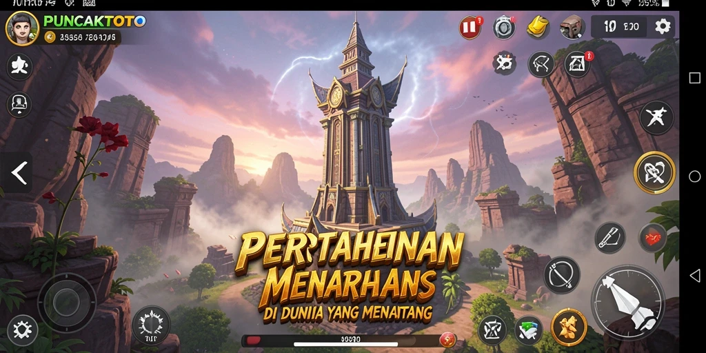 Screenshot gameplay PUNCAKTOTO menampilkan aksi pertahanan menara yang mendebarkan.