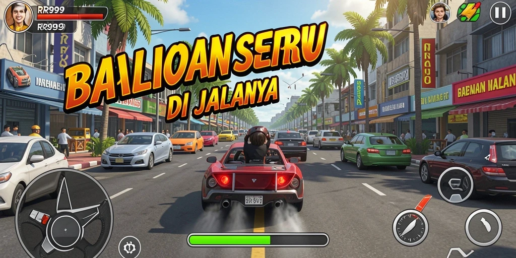 Gameplay balapan mendebarkan dari RR999 dengan mobil yang beraksi.