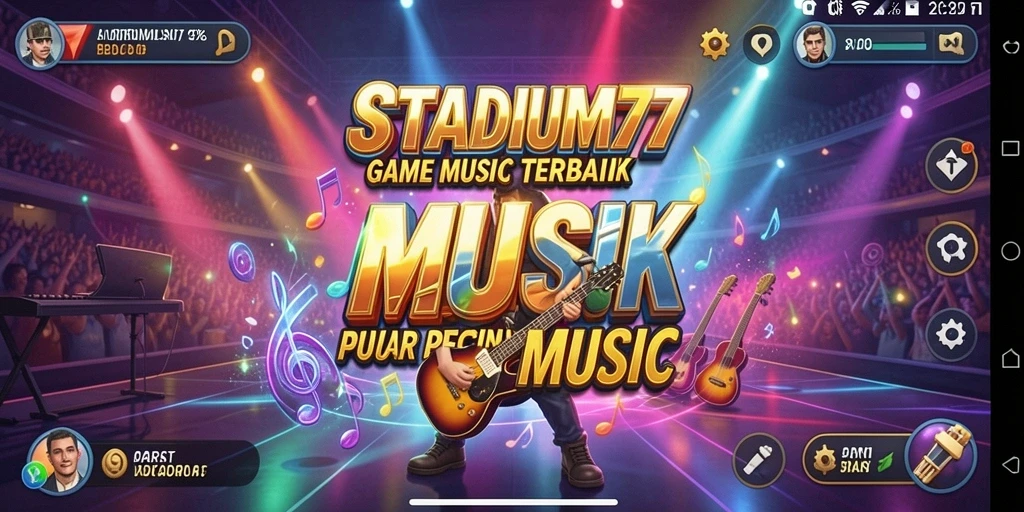 Screenshot gameplay STADIUM77 menampilkan pengalaman bermain musik yang seru.