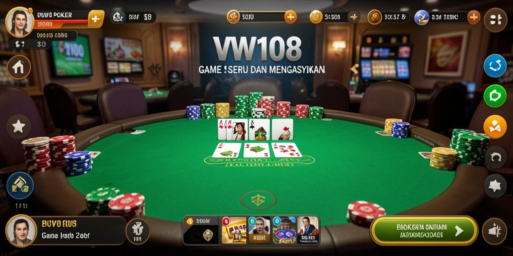 Tampilan menarik dari gameplay Poker di VW108 yang menegangkan.