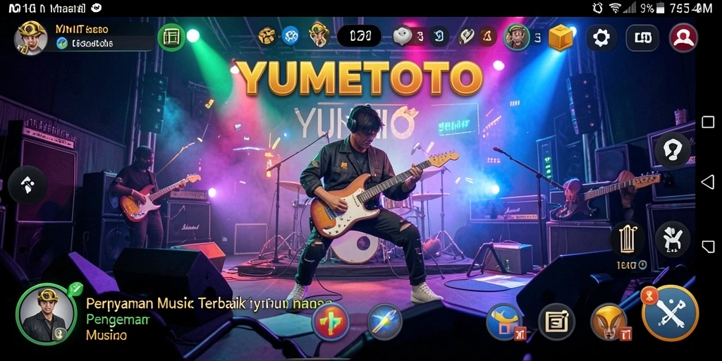 Tangkapan layar gameplay YUMETOTO menampilkan aksi seru dan interaktif dalam permainan musik.